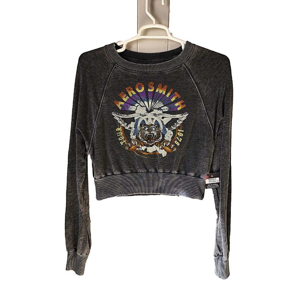 Recycled Karma Aerosmith Shorty Sweatshirt - NWT Faded Black - Size Small